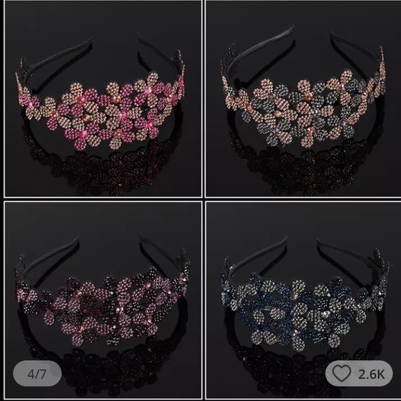 ❤️HANDMADE BURGUNDY AND PINK CRYSTAL RHINESTONE HAIR BAND❤️$15 EACH OR 2/$25❤️ - Picture 2 of 6